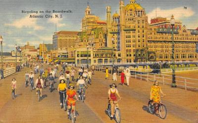 Bicycling on the Boardwalk Atlantic City, New Jersey Postcard