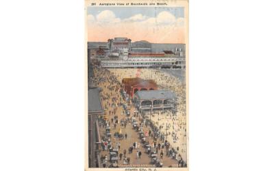 Aeroplane View of Boardwalk and Beach Atlantic City, New Jersey Postcard