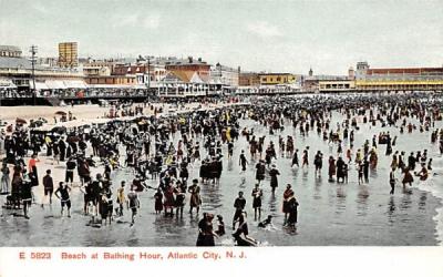 Beach at Bathing Hour Atlantic City, New Jersey Postcard