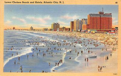 Lower Chelsea Beach and Hotels Atlantic City, New Jersey Postcard