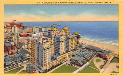 Airplane View Showing Hotels and Steel Pier Atlantic City, New Jersey Postcard