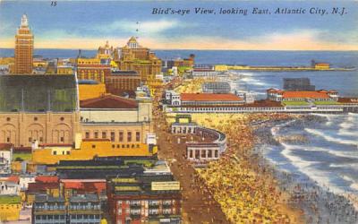 Bird's-eye View, looking East Atlantic City, New Jersey Postcard