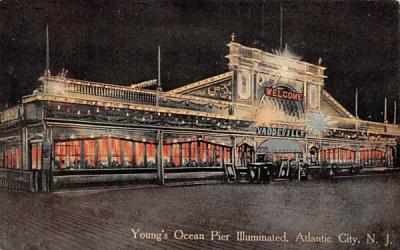 Young's Ocean Pier Illumination Atlantic City, New Jersey Postcard