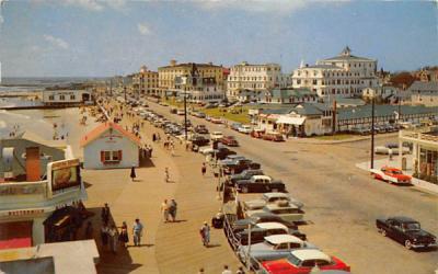 Boardwalk and Beach Front Hotels Cape May, New Jersey Postcard