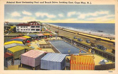 Admiral Hotel Swimming Pool and Beach Drive Cape May, New Jersey Postcard