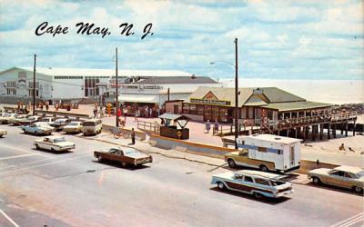 Beach, Boardwalk and Convention Hall Cape May, New Jersey Postcard