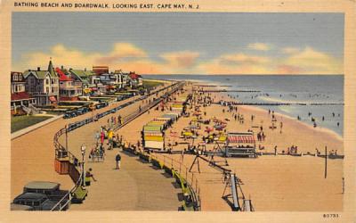 Bathing Beach and Boardwalk, Cape May, New Jersey Postcard