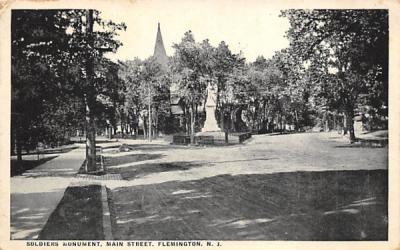 Soldiers Monument, Main Street Flemington, New Jersey Postcard