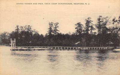 Diving Tower and Pier, YMCA Camp Ockanickon Medford, New Jersey Postcard