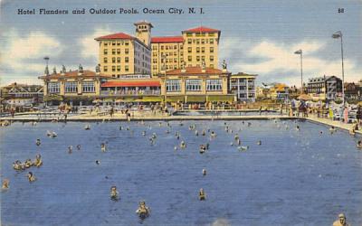 Hotel Flanders and Outdoor Pools Ocean City, New Jersey Postcard