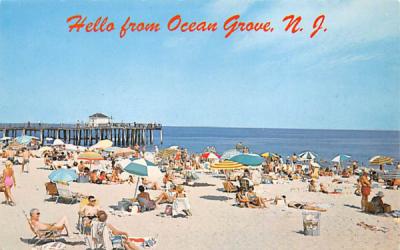 Beautiful Sunny Day on the Beach Ocean Grove, New Jersey Postcard