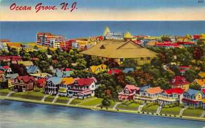 Bird's Eye View of Ocean Grove New Jersey Postcard