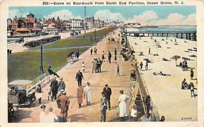 Scene on Boardwalk from South End Pavilion Ocean Grove, New Jersey Postcard