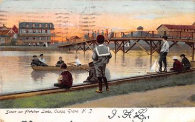 Scene on Fletcher Lake Ocean Grove, New Jersey Postcard