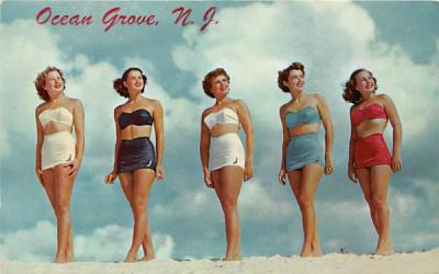 Bathing Beauties on the White Sand Beaches Ocean Grove, New Jersey Postcard