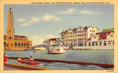 Swan Ride, Casino and North End Hotel Ocean Grove, New Jersey Postcard