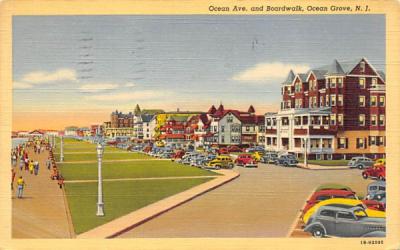 Ocean Ave. and Boardwalk Ocean Grove, New Jersey Postcard