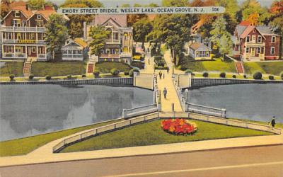 Emory Street Bridge, Wesley Lake Ocean Grove, New Jersey Postcard