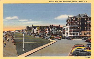 Ocean Ave. and Boardwalk Ocean Grove, New Jersey Postcard