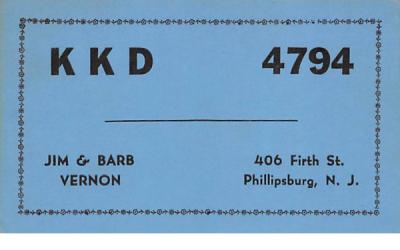 KKD 4794 Phillipsburg, New Jersey Postcard