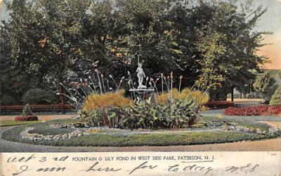 Fountain & Lily Pond in West Side Park Paterson, New Jersey Postcard