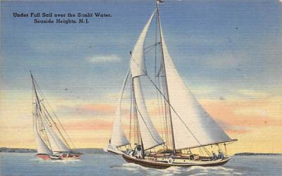 Under Full Sail over the Sunlit Water Seaside Heights, New Jersey Postcard