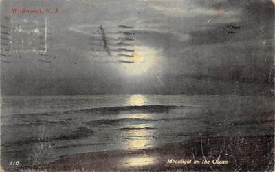 Moonlight on the Ocean Wildwood, New Jersey Postcard