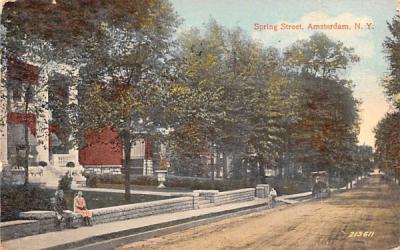 Spring Street Amsterdam, New York Postcard