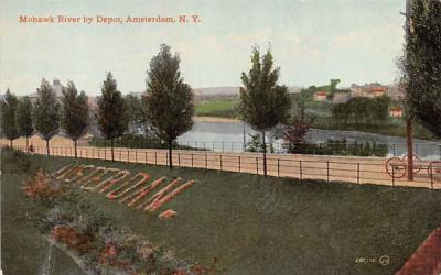 Mohawk River by Depot Amsterdam, New York Postcard