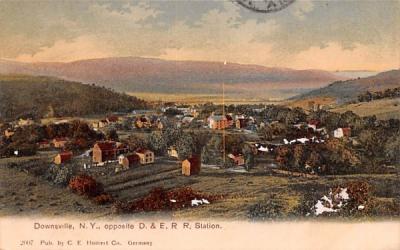 Opposite D & E RR Station Downsville, New York Postcard