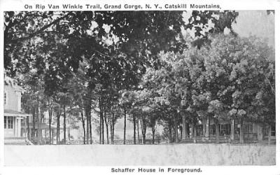 Schaffer House in Foreground Grand Gorge, New York Postcard