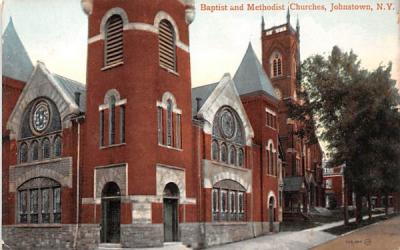 Baptist & Methodist Churches Johnstown, New York Postcard