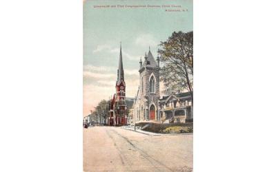 Universalist & First Congregational Churches Middletown, New York Postcard