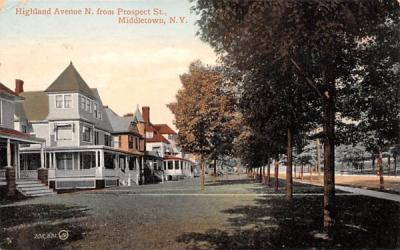 Highland Avenue North from Prospect Street Middletown, New York Postcard