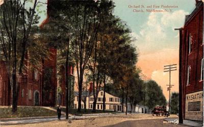 Orchard Street & First Presbyterian Church Middletown, New York Postcard