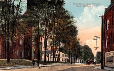 Orchard Street & First Presbyterian Church Middletown, New York Postcard