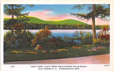 First Lake from Hollywood Hills Hotel Road Old Forge, New York Postcard