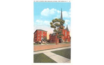 St Mary's Church & Parochial School Port Jervis, New York Postcard