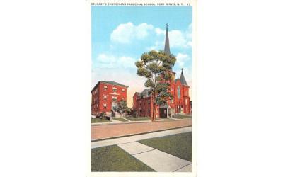 St Mary's Church & Parochial School Port Jervis, New York Postcard