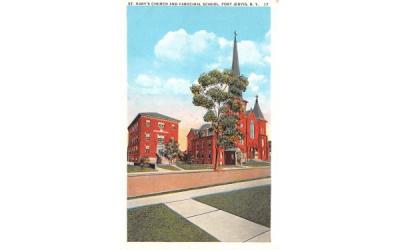 St Mary's Church & Parochial School Port Jervis, New York Postcard