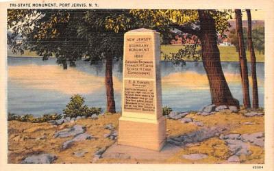 Tri State Monument Port Jervis, New York Postcard