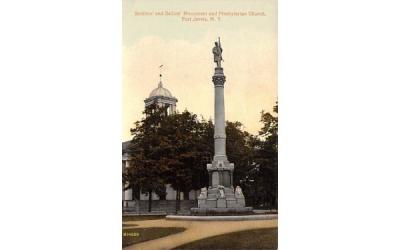 Soldiers' & Sailors' Monument & Presbyterian Church Port Jervis, New York Postcard