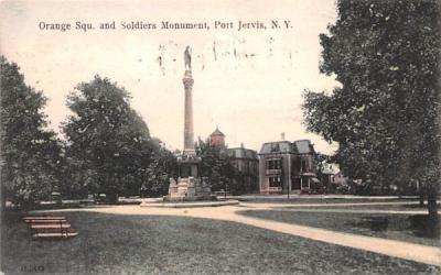 Orange Square & Soldiers' Monument Port Jervis, New York Postcard