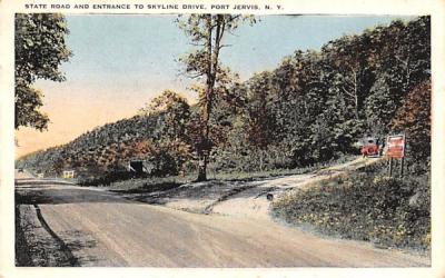 State Road & Entrance to Skyline Drive Port Jervis, New York Postcard