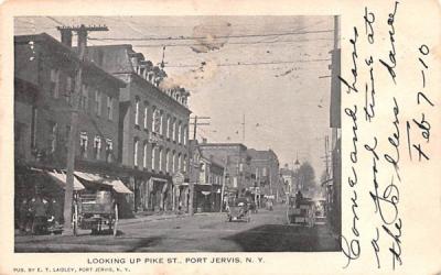 Looking up Pike Street Port Jervis, New York Postcard