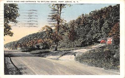 State Road and Entrance to Skyline Drive Port Jervis, New York Postcard