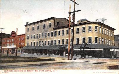 Hubbard Building & Bauer Inn Port Jervis, New York Postcard