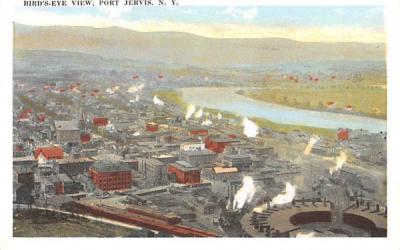 Birds Eye View Port Jervis, New York Postcard