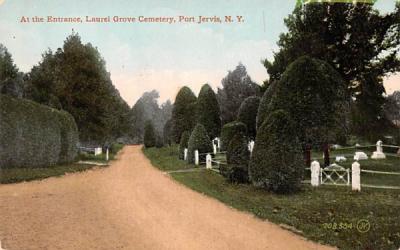 Entrance Laurel Grove Cemetery Port Jervis, New York Postcard