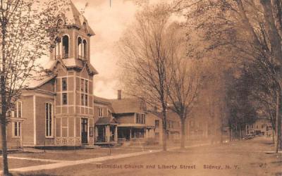 Methodist Church Sidney, New York Postcard